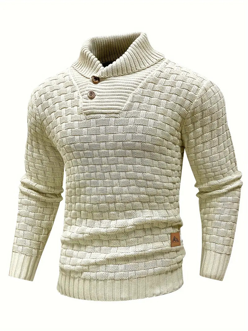 Stilfull stickad herrtröja som kombinerar elegant design med hög bärkomfort. Herrmode.