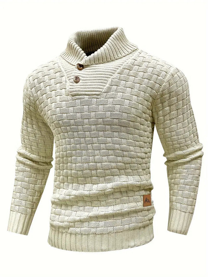 Stilfull stickad herrtröja som kombinerar elegant design med hög bärkomfort. Herrmode.