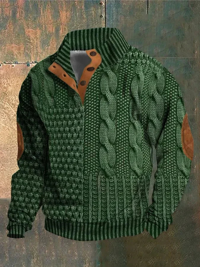 Man i herrtröja: Ledig men stilren look med klassisk tröja med hög hals, bekväm passform.