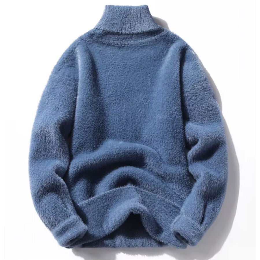 Bekväm herrtröja, hög krage, stickad design. Perfekt för kyliga dagar. Klassisk vardagsstil i S-3XL.