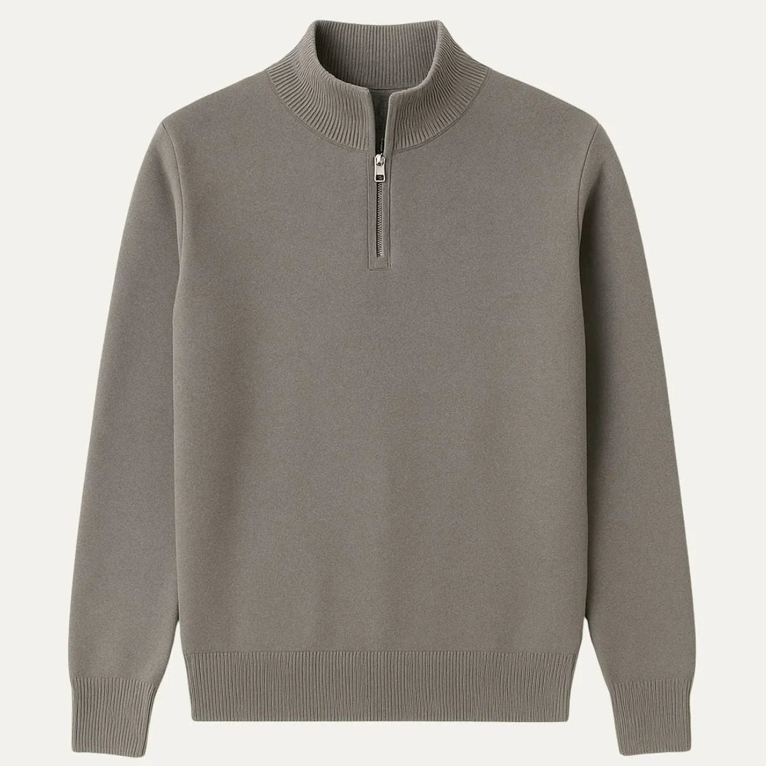 Elegant herrtröja med halv dragkedja. Mångsidig och komfortabel för höst och vår.