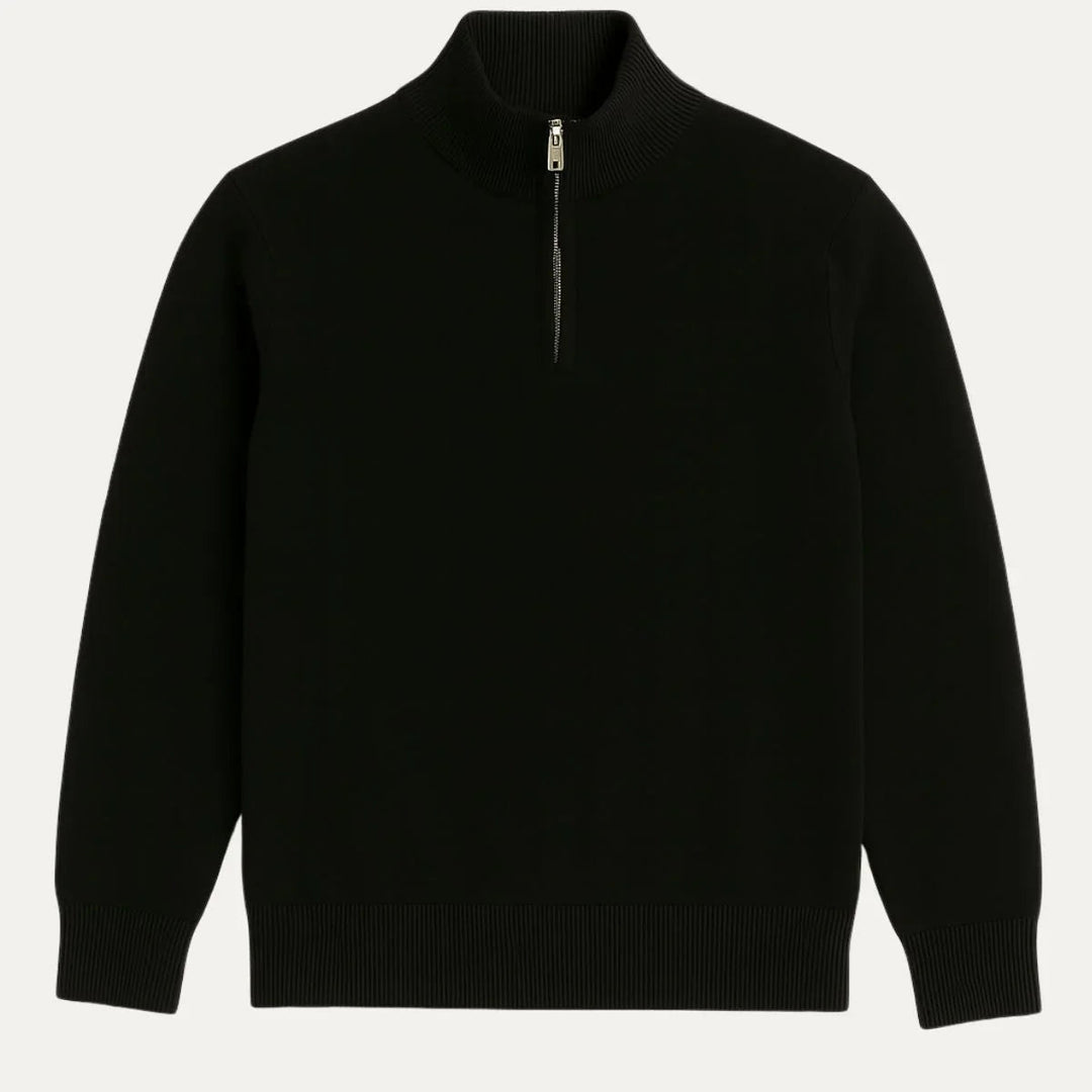 Komfortabel herrtröja med halv dragkedja, perfekt för smart casual och lager-på-lager stil.