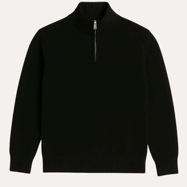 Komfortabel herrtröja med halv dragkedja, perfekt för smart casual och lager-på-lager stil.