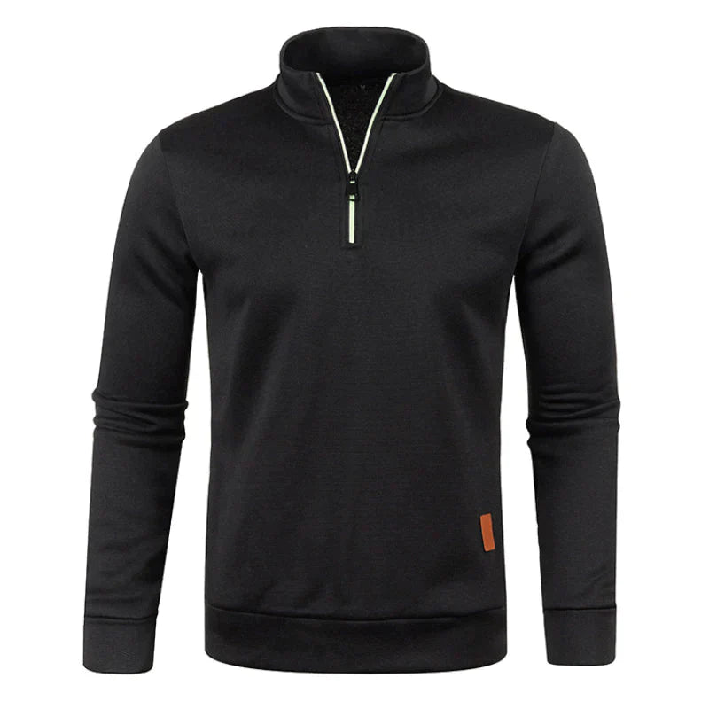 Herrtröja med polokrage, varm och stilren. Perfekt för kalla vinterdagar och höstmode.