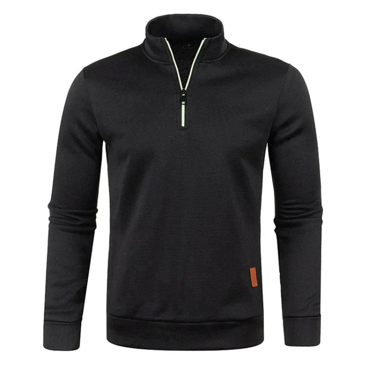 Herrtröja med polokrage, varm och stilren. Perfekt för kalla vinterdagar och höstmode.