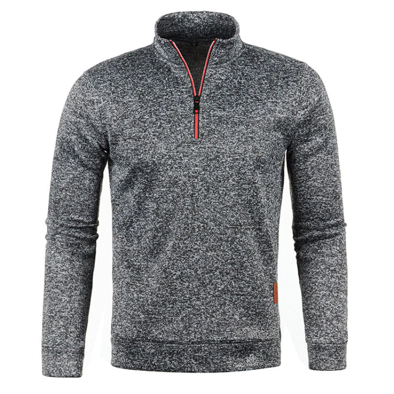 Varm, stickad herrtröja med hög polokrage. Idealisk för vinter och kalla dagar. Herrmode.