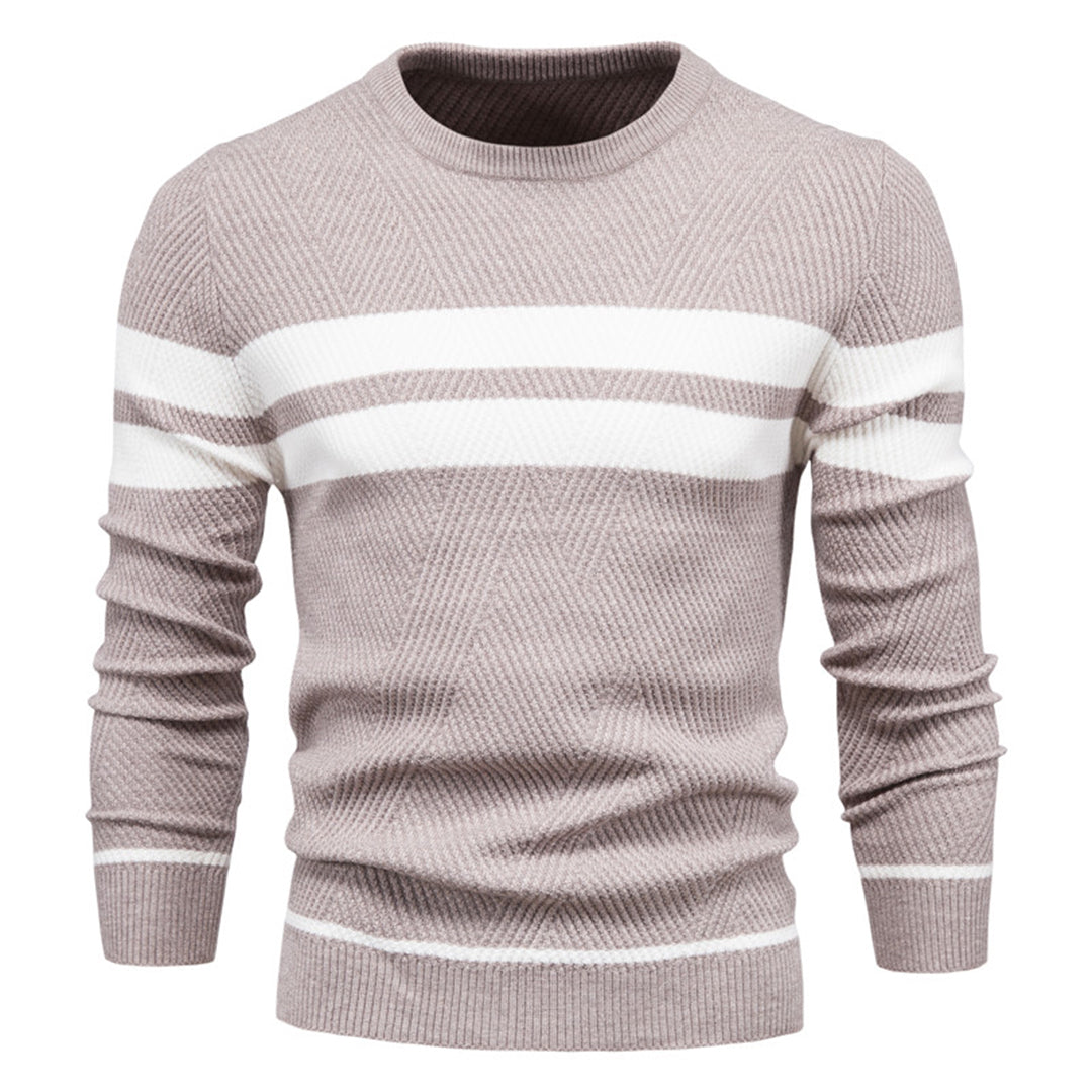 Stilren herrtröja med rund hals. Idealisk för casual herrmode, en skön hösttröja för vardagsbruk.