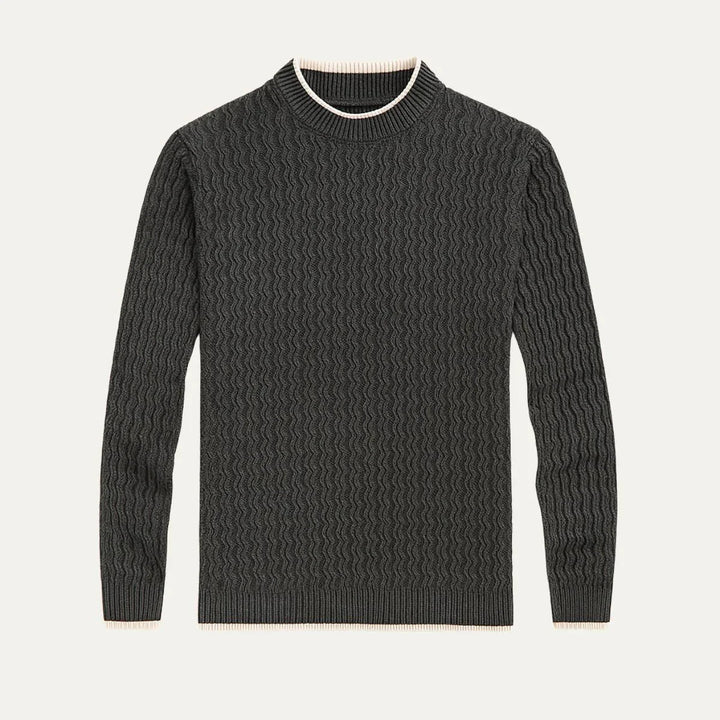 Höst- och vårmode: Tidlös herrtröja med rund hals, ett elegant basplagg som passar alla stilar.