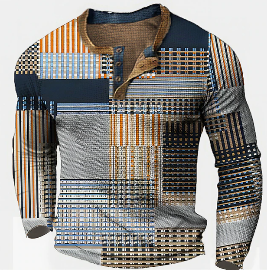 Herrtröja med våffelstruktur. Elegant rundhalsad tröja i mjukt material för höstmode & smart casual stil.