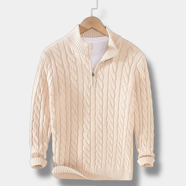 Herrtröja Mock Neck Jacquard – en klassisk och bekväm stickad tröja för män.