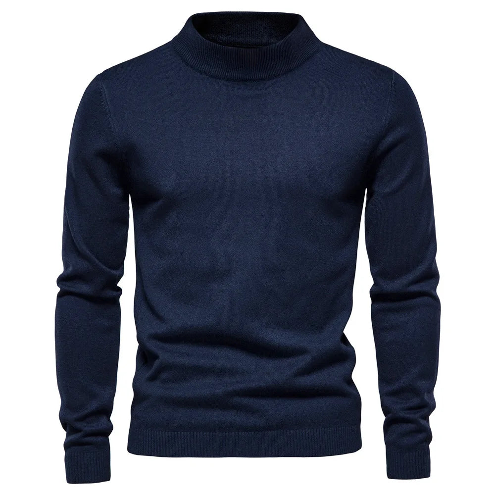 Herrtröja med halvhög krage. Varm & stilren för vintern, mångsidig varmrutig look.