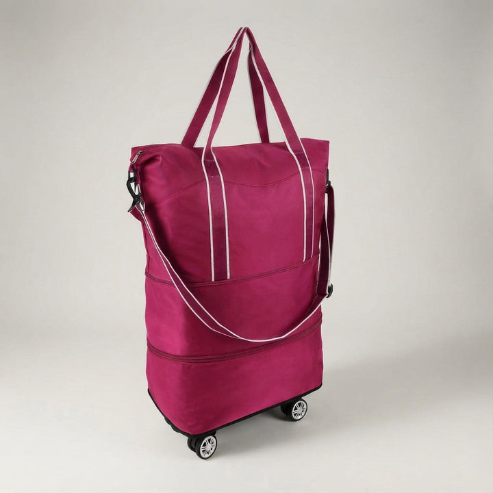 Resväska med smart design. Denna hopfällbara duffelväska med hjul är utökbar för mer packutrymme.