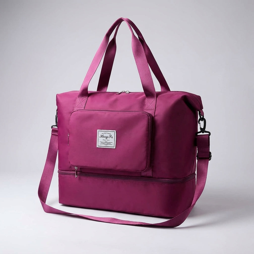 Smart handbagage resväska, hopfällbar och expanderbar för flexibelt resande.