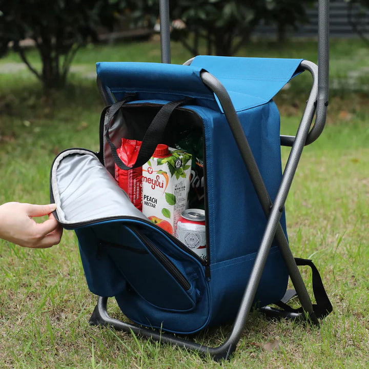 Ryggsäckspall med rymlig kylväska, håller mat och dryck kallt under picknick och utomhusaktiviteter.