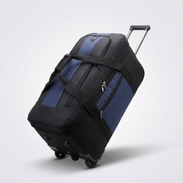 Mångsidig hopfällbar weekendväska med hjul. Unisex design, perfekt för korta resor eller extra bagage.