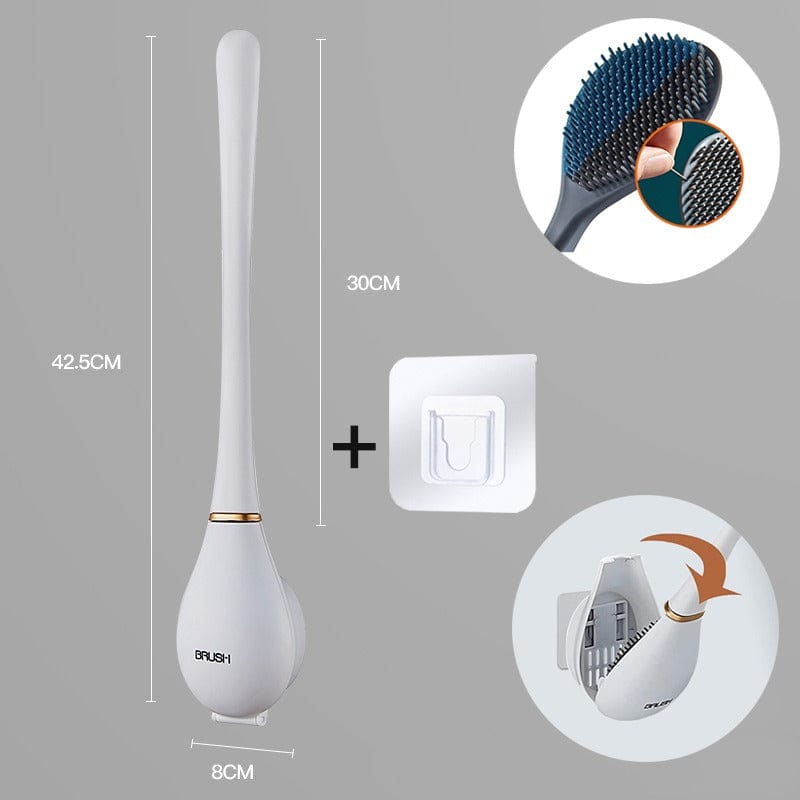 Smart badrumsaccessoar: väggmonterad toalettborste med hygienisk design och ergonomiskt handtag.
