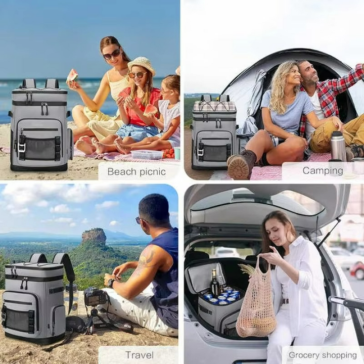 Hållbar picknickryggsäck, isolerad och vattentät, designad som kylväska för camping och utomhusbruk.