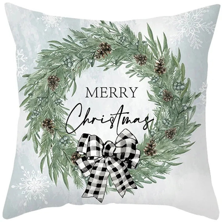 Julkuddfodral 45cm med rött julmotiv, perfekt juldekoration för vardagsrummets soffa.