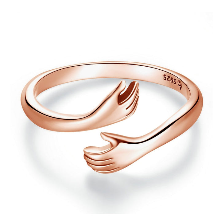 Roséguld Justerbar Kärlek Kramring för dam, romantisk symbol för omfamning.