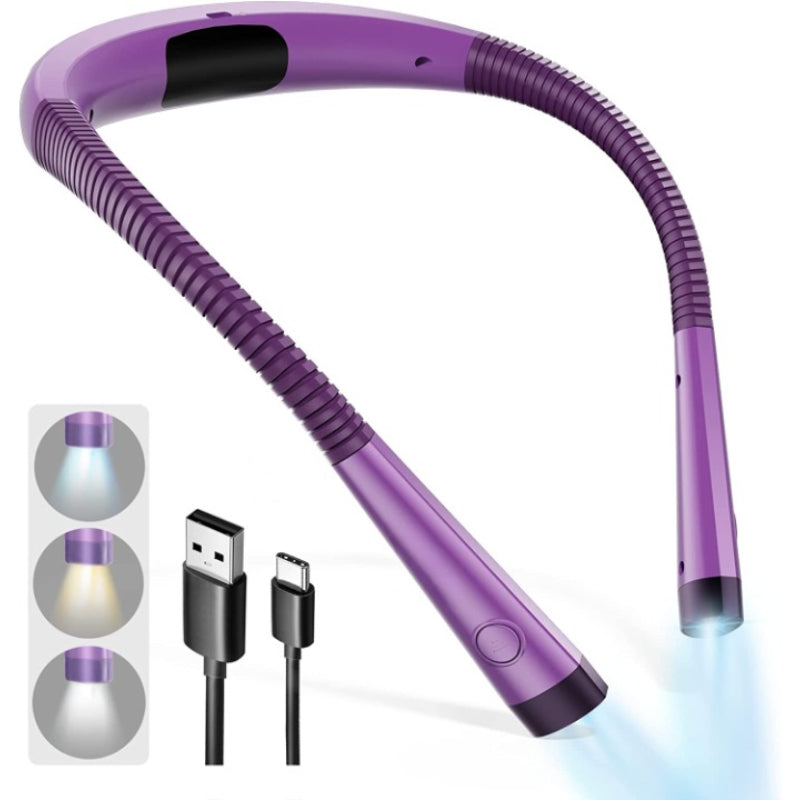 Bärbar LED-läslampa för nacke, uppladdningsbar och flexibel, perfekt för camping & hantverk.