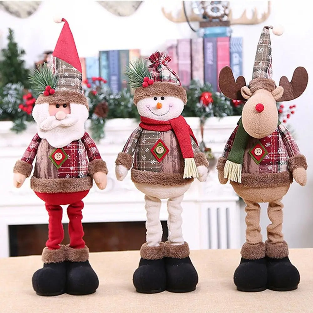 Teleskopisk juldocka som tomte eller snögubbe. Justerbar och lekfull julpynt för hela familjen.