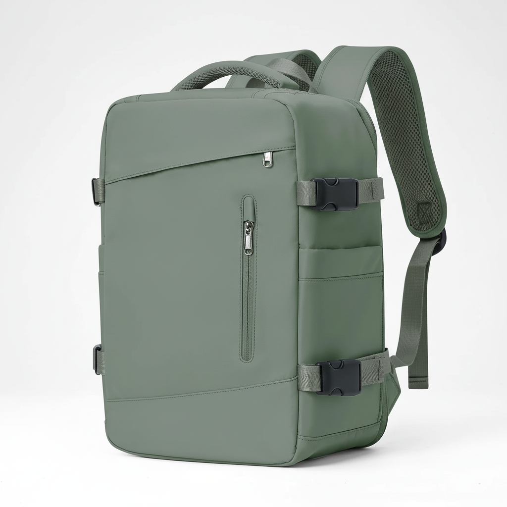 Kompakt kabinväska: EasyCarry ryggsäck i sidovy, smidig som handbagage. Optimerad för en effektiv och bekväm flygresa.