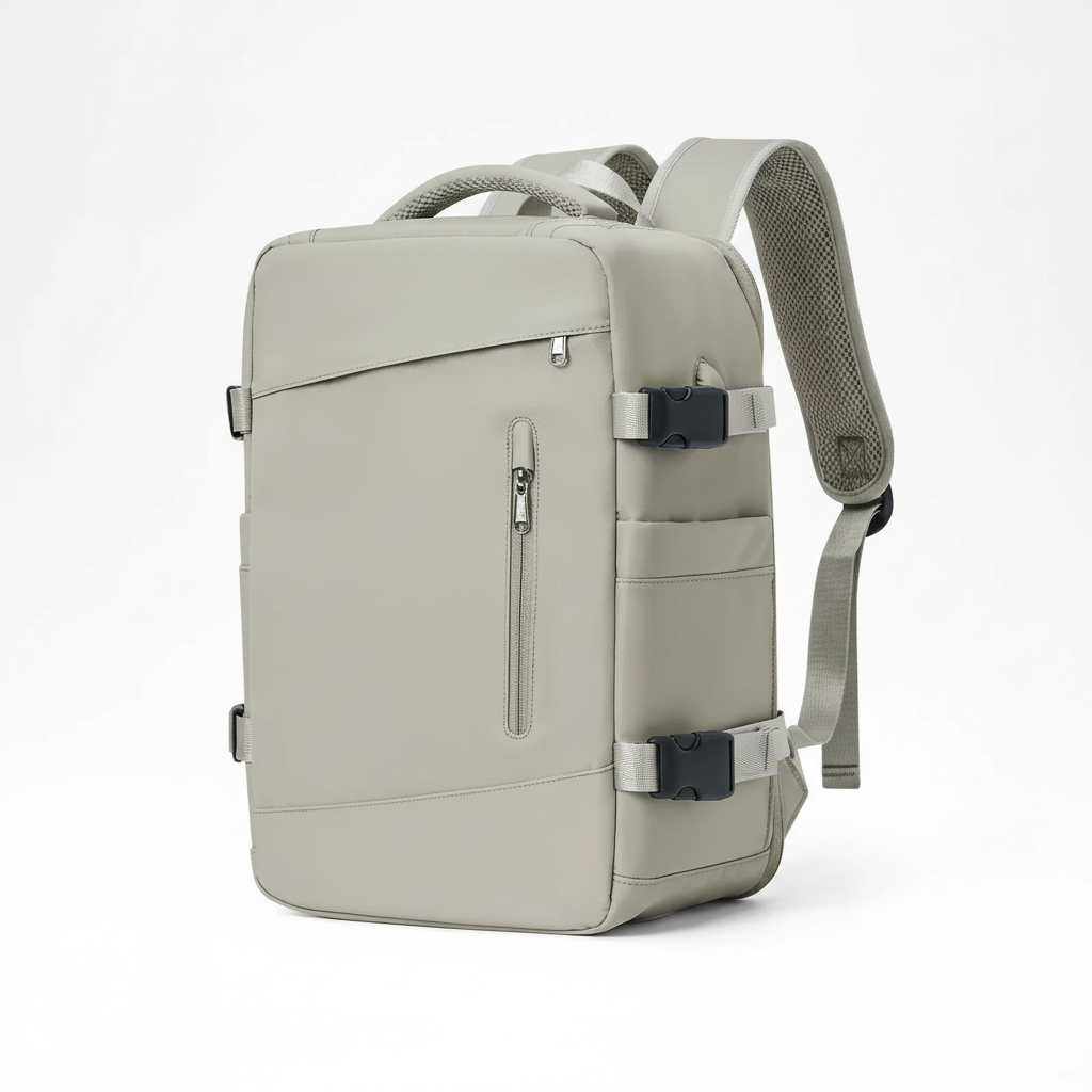 EasyCarry ryggsäck: Ergonomisk reseryggsäck buren av en person. Perfekt för bekväma flygresor och weekendresor.