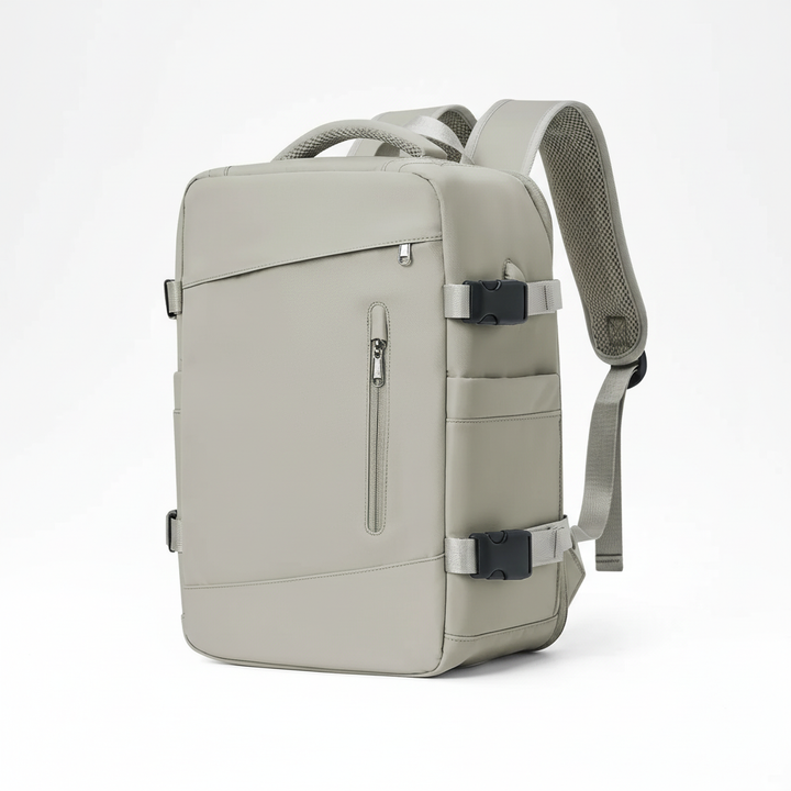 EasyCarry ryggsäck: Ergonomisk reseryggsäck buren av en person. Perfekt för bekväma flygresor och weekendresor.