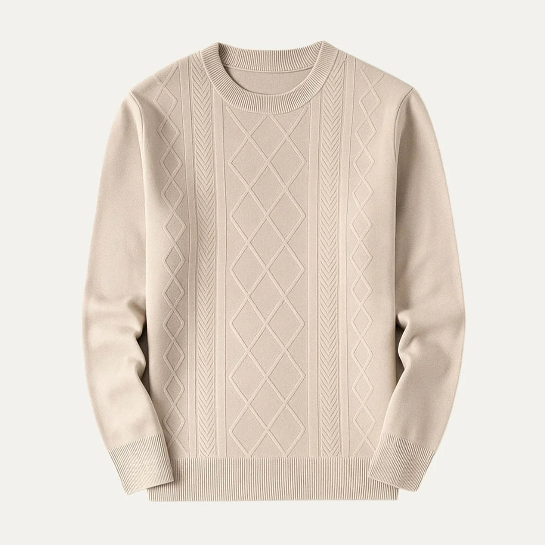 Elegant röd crewneck tröja för män. Varm, bekväm och klassisk design för hösten och vinterns kyliga dagar.