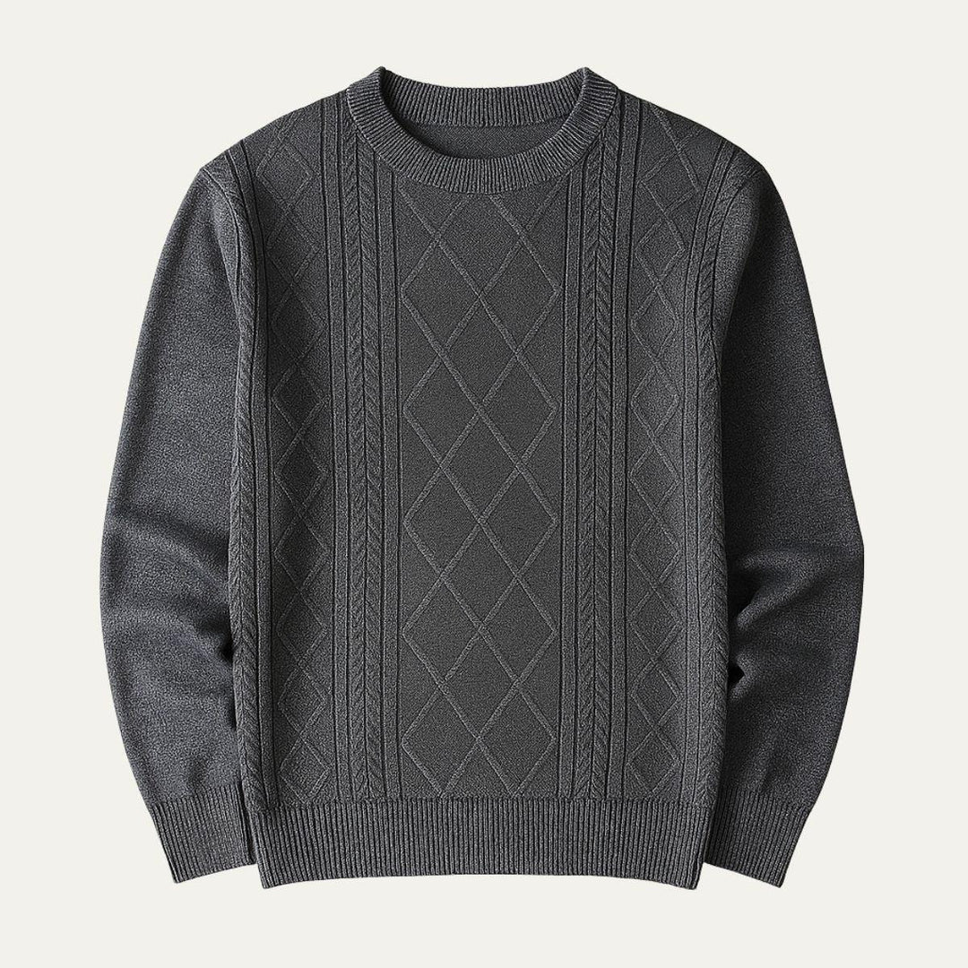 Beige crewneck herrtröja i klassisk design. Perfekt för höstmode, ger värme och stil.