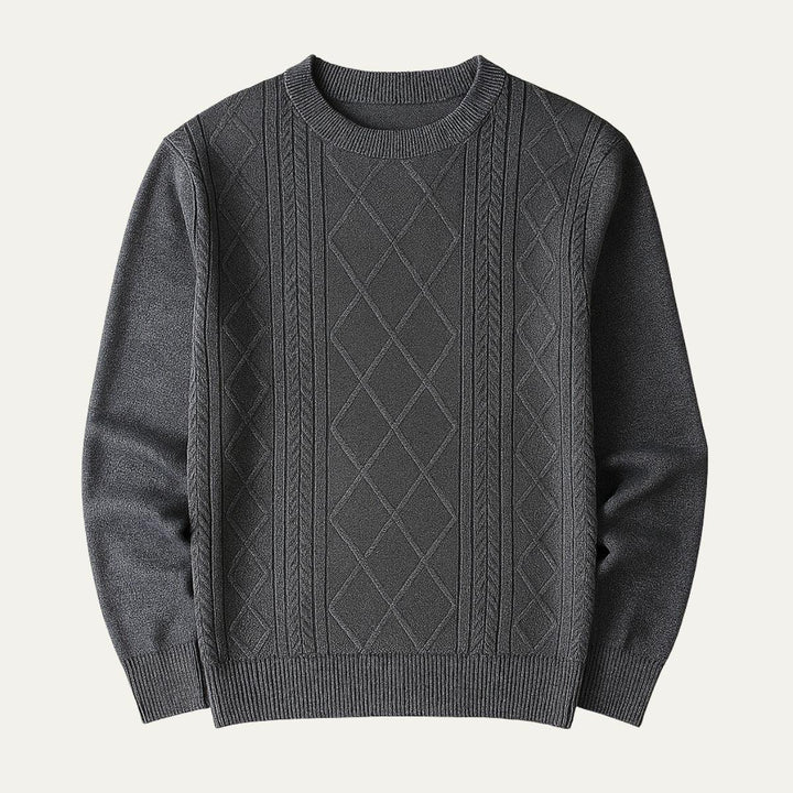 Beige crewneck herrtröja i klassisk design. Perfekt för höstmode, ger värme och stil.