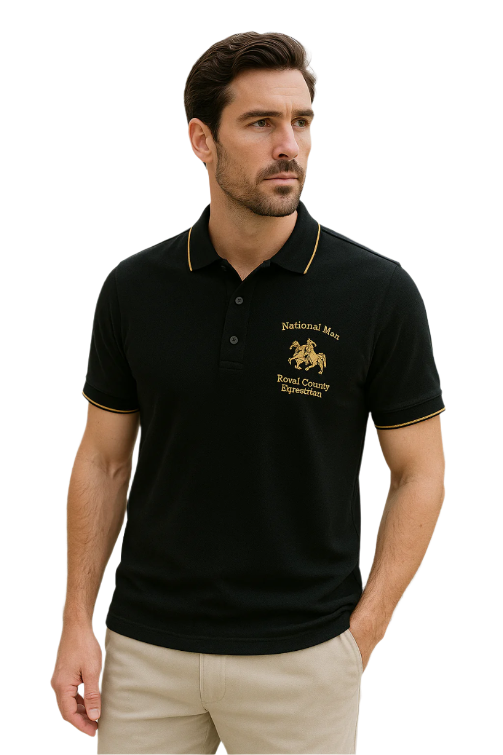 Klassisk herr pikétröja med elegant broderad detalj för en tidlös, modern casual look.