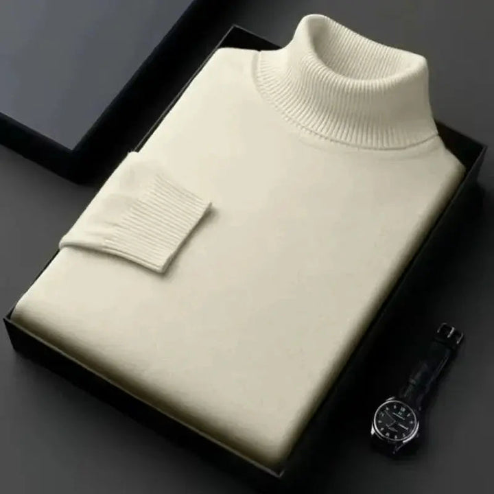 Stilren herrtröja med turtleneck, idealisk för vardag & formell vinterlook.