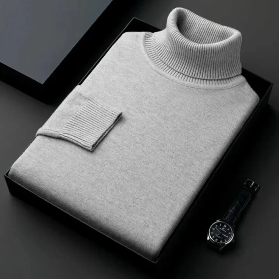Skräddarsydd passform herr turtleneck tröja, varmt & bekvämt herrmode.