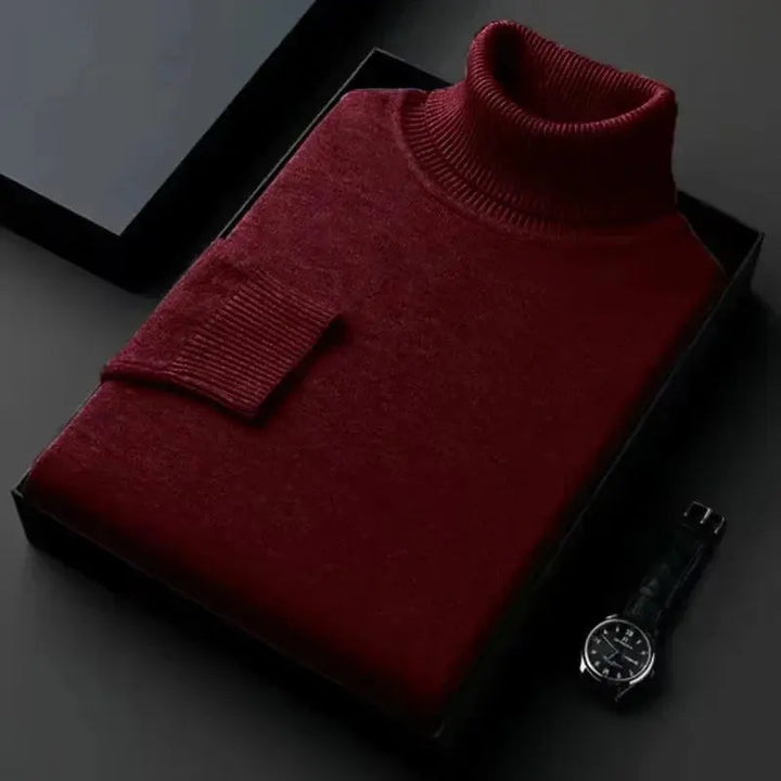 Klassisk stickad herr turtleneck tröja, stilren & bekväm för vintermode.