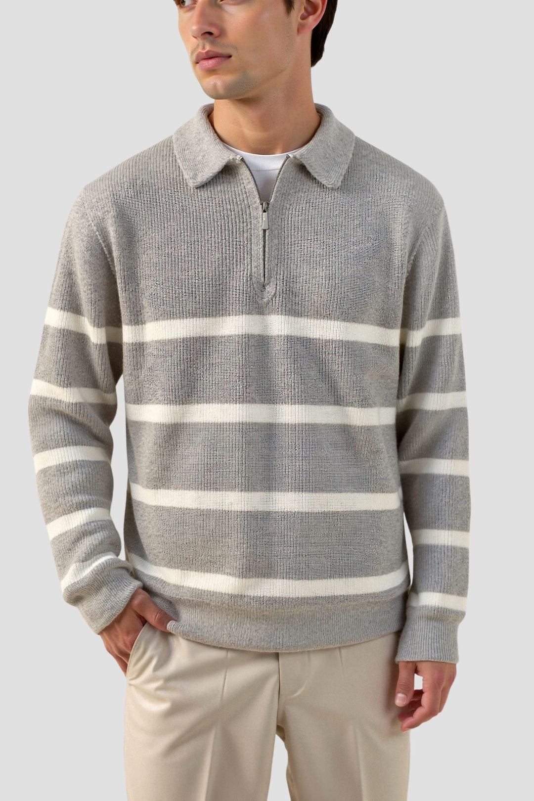 Tidlös herrkläder: snygg zip tröja för en klassisk och bekväm look.