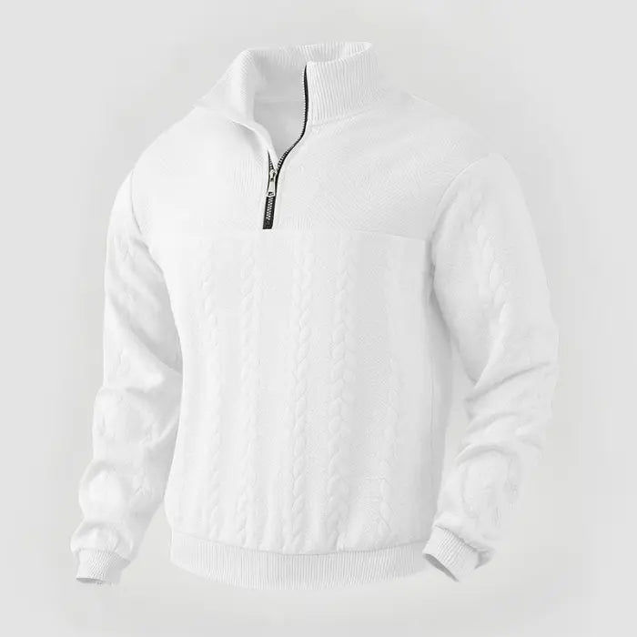Mjuk och klassisk quarter zip tröja för män i bomullspolyester. Perfekt för vardagsbruk.