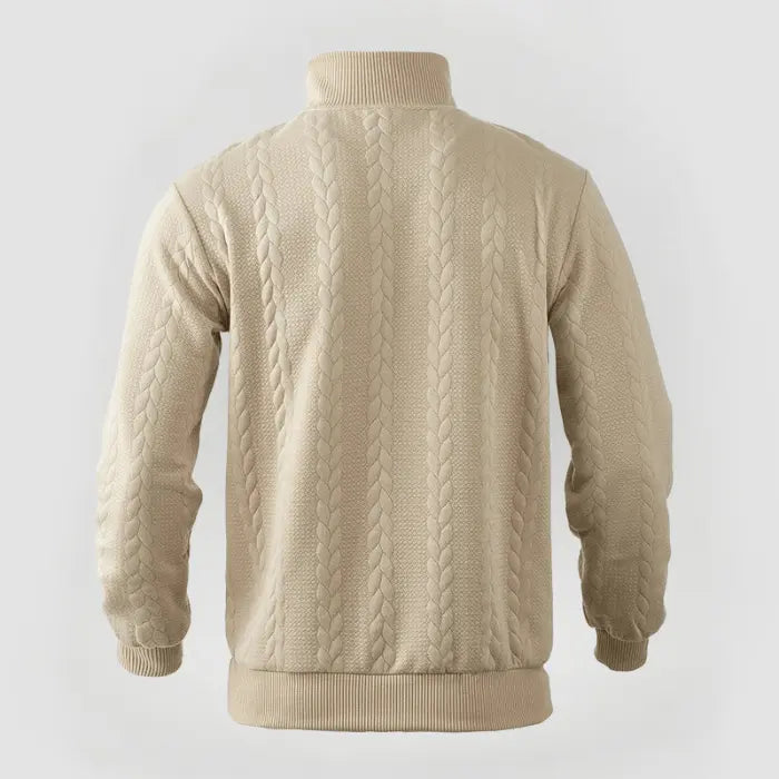 Mjuk bomullspolyester kvartsdragtröja för män. Tidlös design, idealisk för höst- och vårmode.