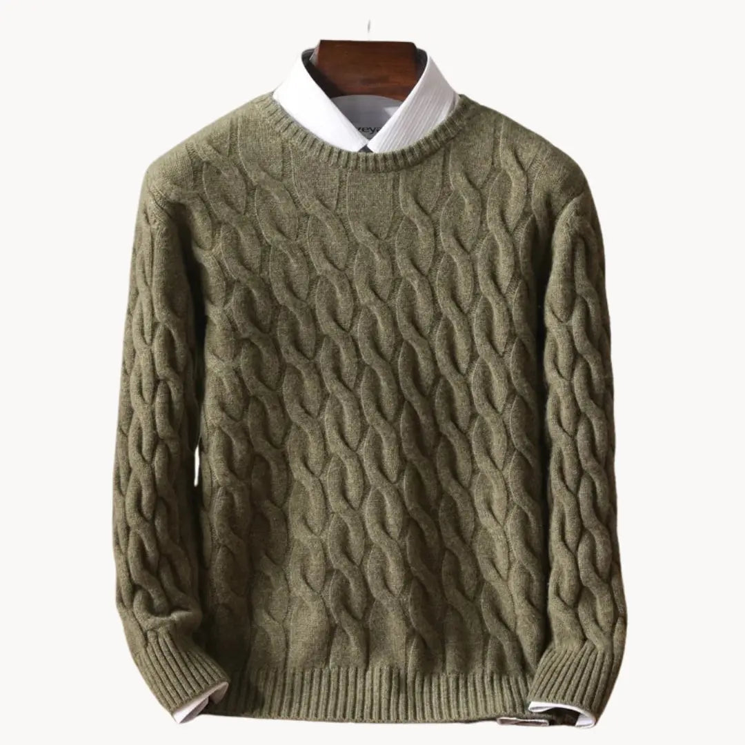 Mångsidig herrtröja med rund hals och honeycomb-mönster, perfekt för en bekväm och stilren vinterlook.