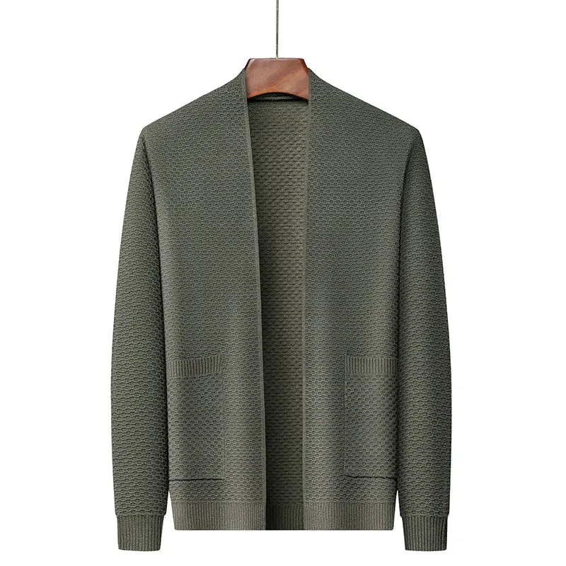 Herrblazer i jacquard, framifrån, visar dess klassiska snitt och den eleganta skräddarsydda passformen.