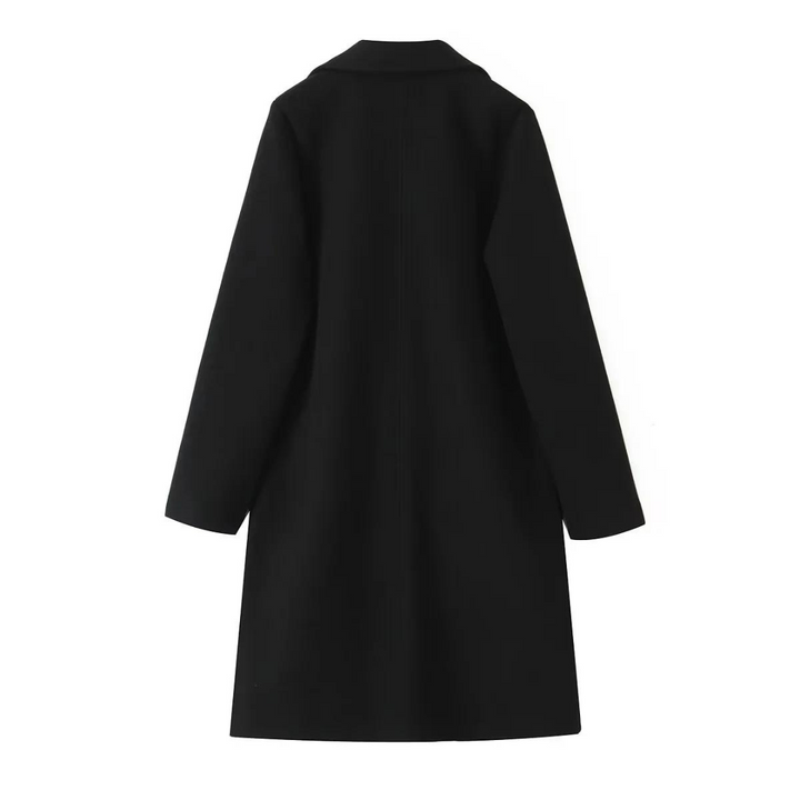 Elegant grå damkappa, rak modell. Stilren klassisk höstkappa som ytterplagg för kvinnor, perfekt för kontor och vardag.