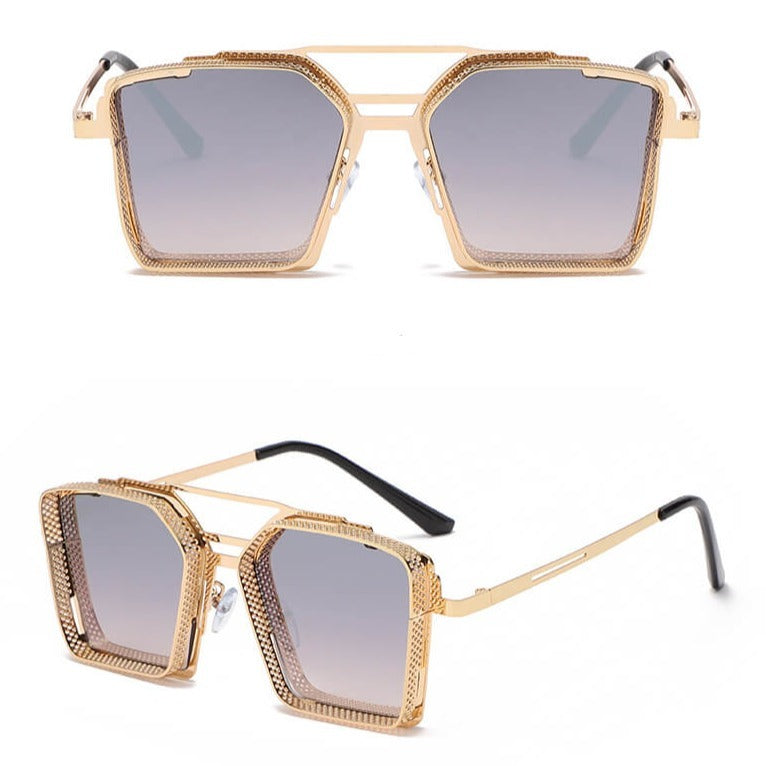 Unisex sommaraccessoar: Fyrkantiga solglasögon med högsta UV400-standard, tåliga.