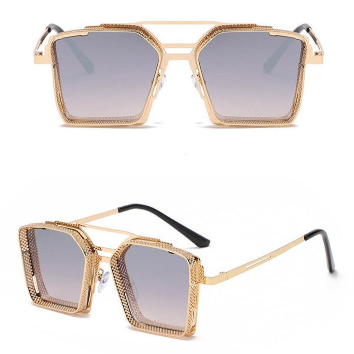 Unisex sommaraccessoar: Fyrkantiga solglasögon med högsta UV400-standard, tåliga.