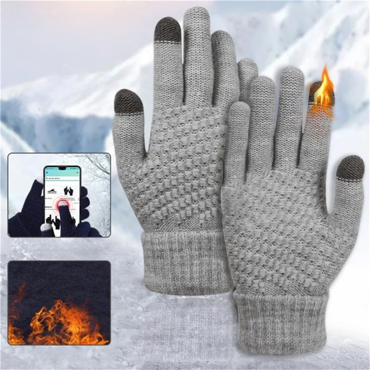 Högkvalitativa stickade handskar med pekskärmsfunktion som håller händerna varma i vinter.