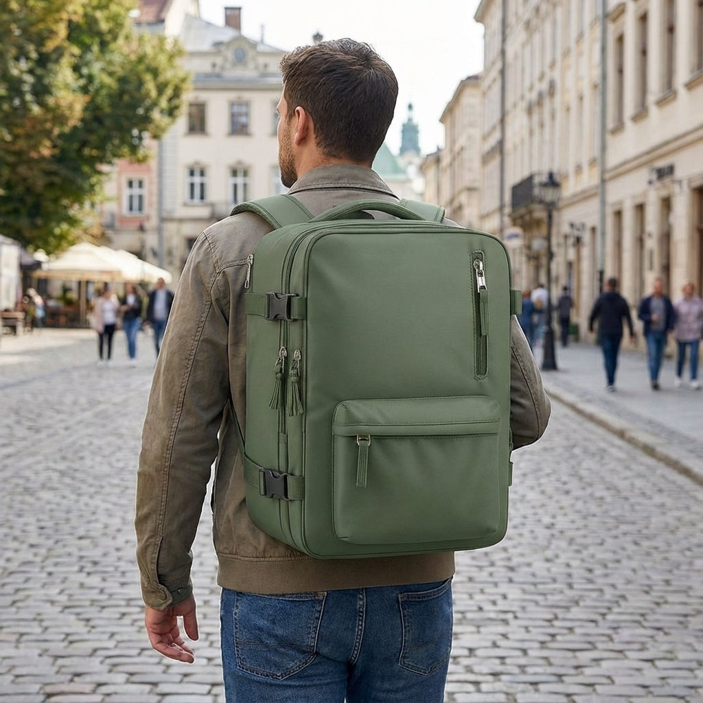 Kompakt FlightTrek kabinryggsäck, unisex handbagage för smidiga resor, passar som flygväska.