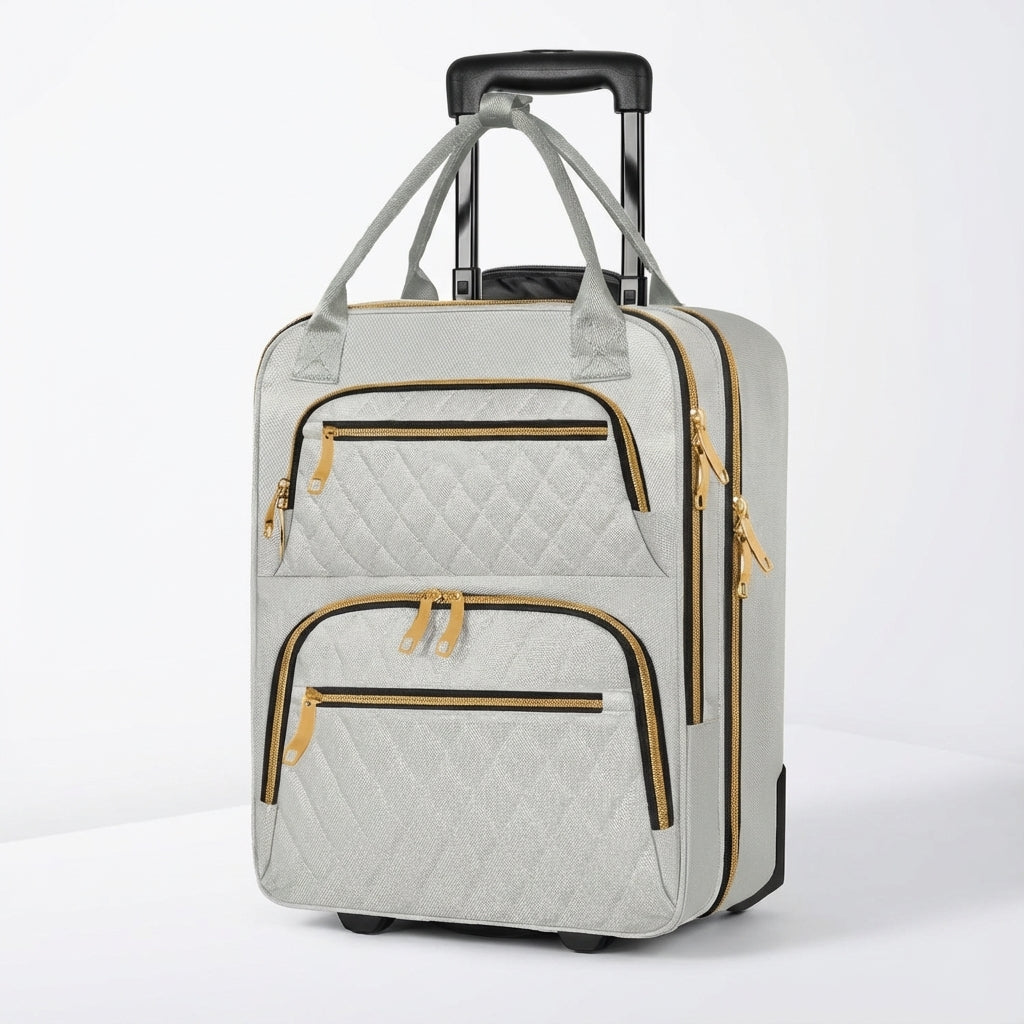 Svart trolley SwiftSeat med hjul, idealisk som handbagage på flygresan. Säker förvaring för laptop.