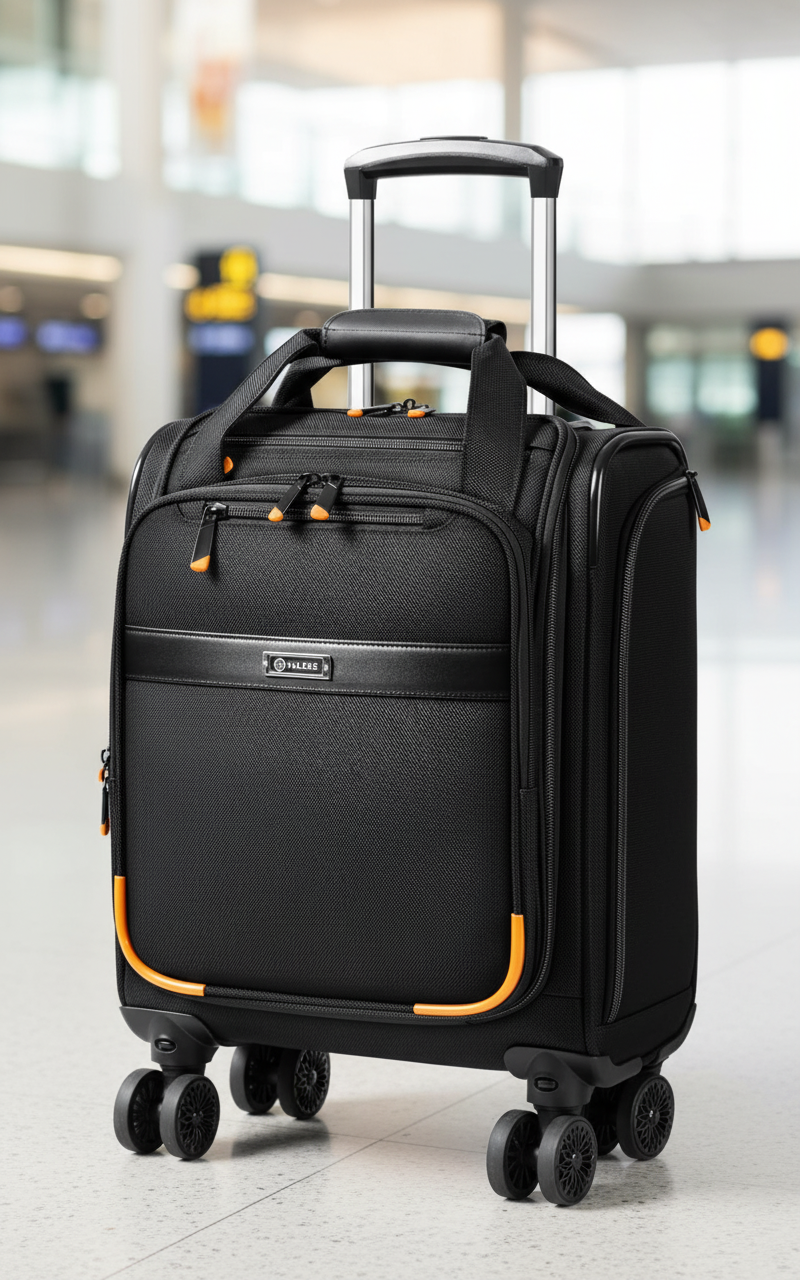 Kompakt TravelBuddy kabinväska med hjul för enkel resa. Elegant handbagage med fack för laptop och smart organisation.