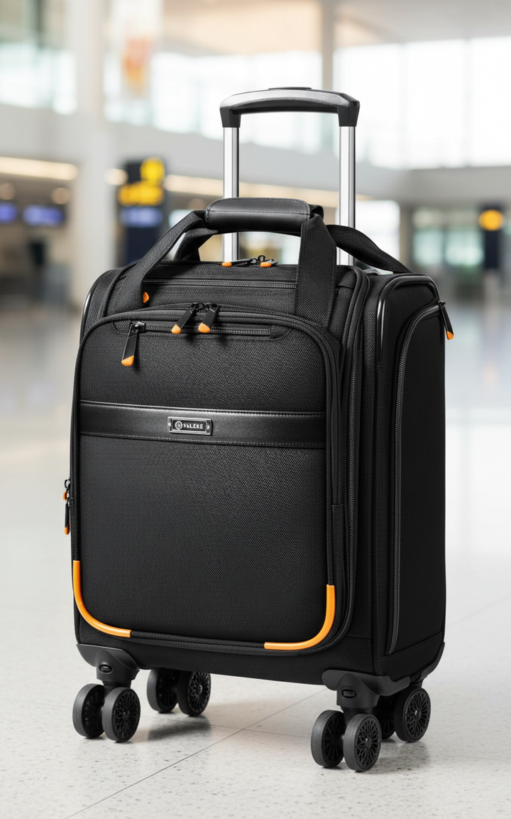 Kompakt TravelBuddy kabinväska med hjul för enkel resa. Elegant handbagage med fack för laptop och smart organisation.