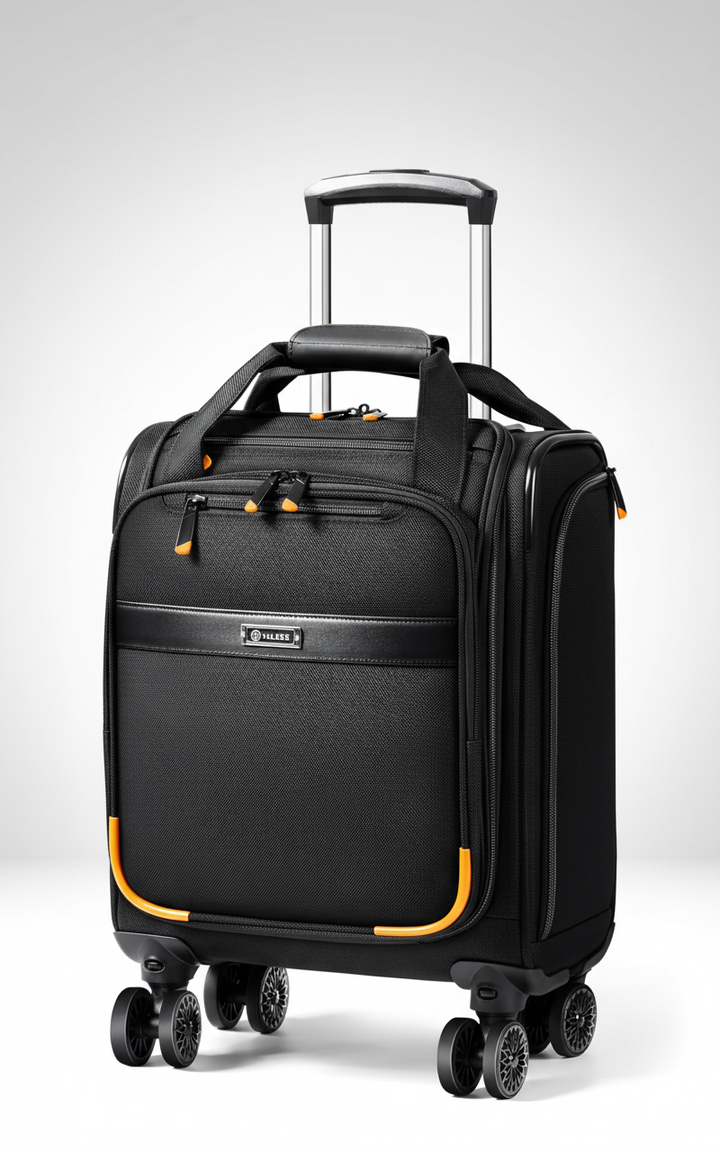 Svart TravelBuddy kabinväska med smidiga hjul. Perfekt handbagage med skyddande laptopfack för affärsresenärer.