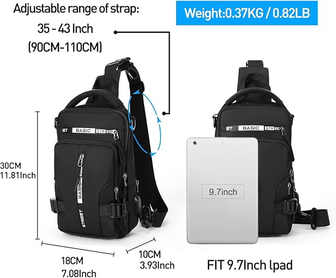 Huvudbild av kompakt svart unisex crossbody-slingryggsäck. Stilren, praktisk, perfekt som dagspack.
